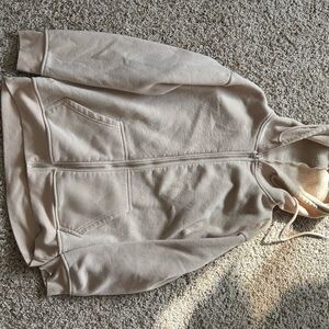 Beige Zip-Up Hoodie